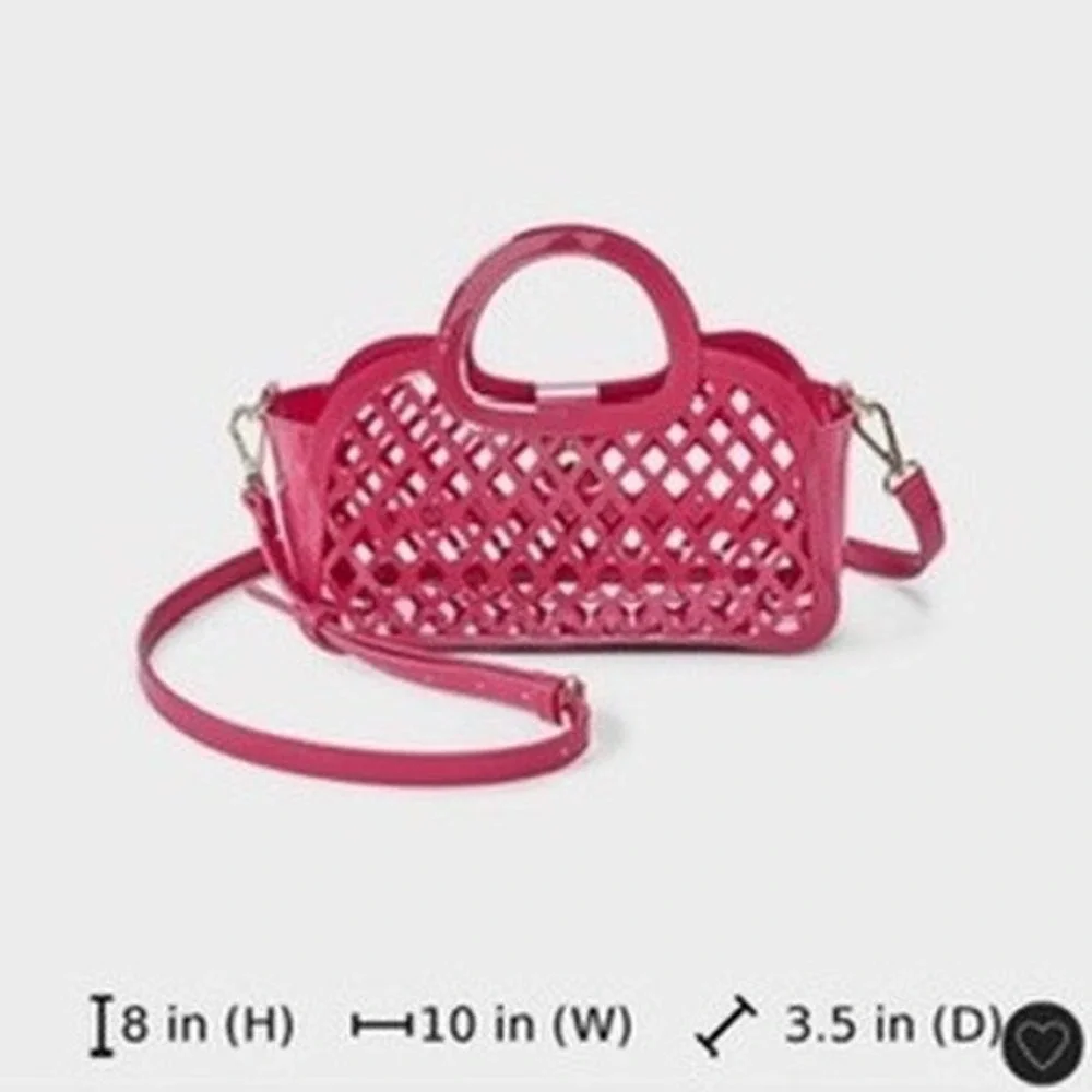 A New Day Jelly Mini Cage Tote Crossbody Bag Womens OS Magenta Pink NWT